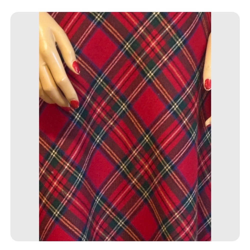 Talbots 100%wool red plaid midi skirt made in USA size 14 - Picture 2 of 5